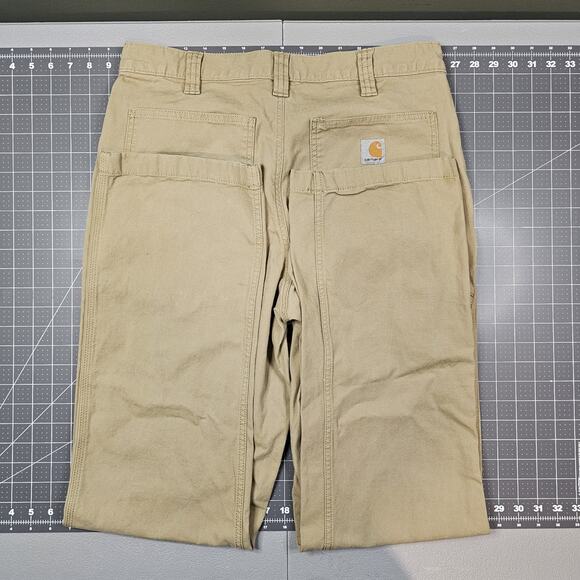 Carhartt Pants Mens 34x36 Brown Rugged Flex Carpenter Canvas Stretch Straight - Picture 12 of 16